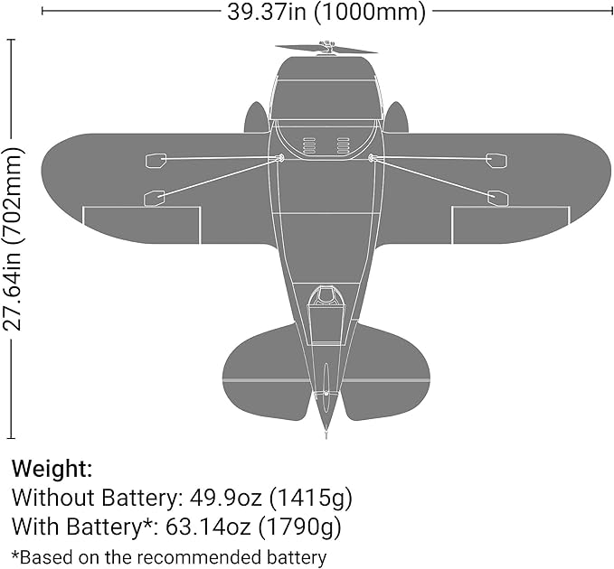 E-flite RC Airplane Gee Bee R-2 1.0m BNF Basic (Transmitter Battery and Charger NOT Included) with AS3X+ and Safe Select EFL020550