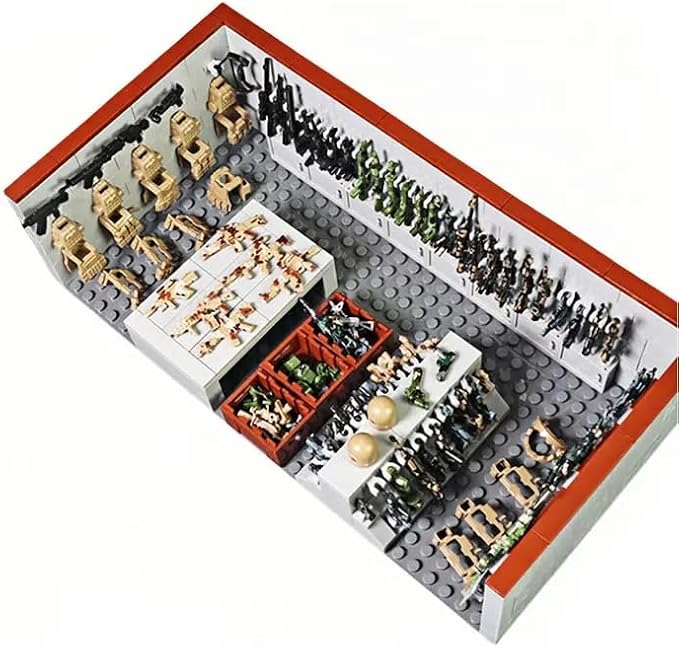 ELEFOCUS WW2 Military Base Building Blocks Set – 520 PCS Army Weapons Pack with SWAT Gear Miniguns Custom Guns and 10 Soldier Figures – Kids Army Playset Compatible with Major Brands