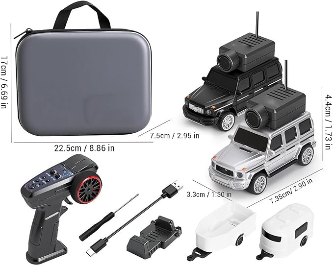 FOSA Mini RC Car 1:64 Remote Control Car with HD FPV Camera and Ambient Lights 3 Speed Modes for Indoor Racing and Social Play