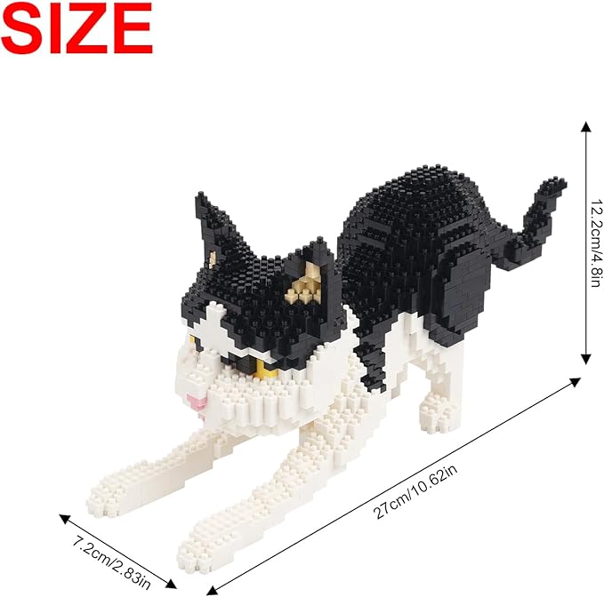 Larcele Cat Mini Building Blocks Animal Set DIY Micro 3D Building Toy Bricks1390 Pieces KLJM-05(Black and White Cat)