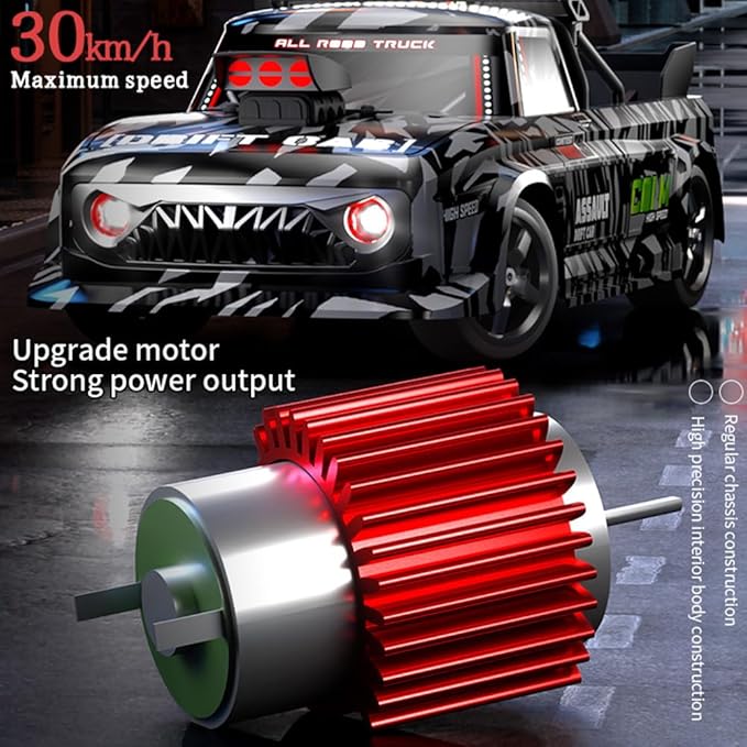 RC Drift Car 1:16 Scale High Speed 30km/h RC Drift Car - 4WD Brushless Motor - RGB Multi-Lights - 20min Runtime - 2.4GHz Remote Control for Adults or Teens