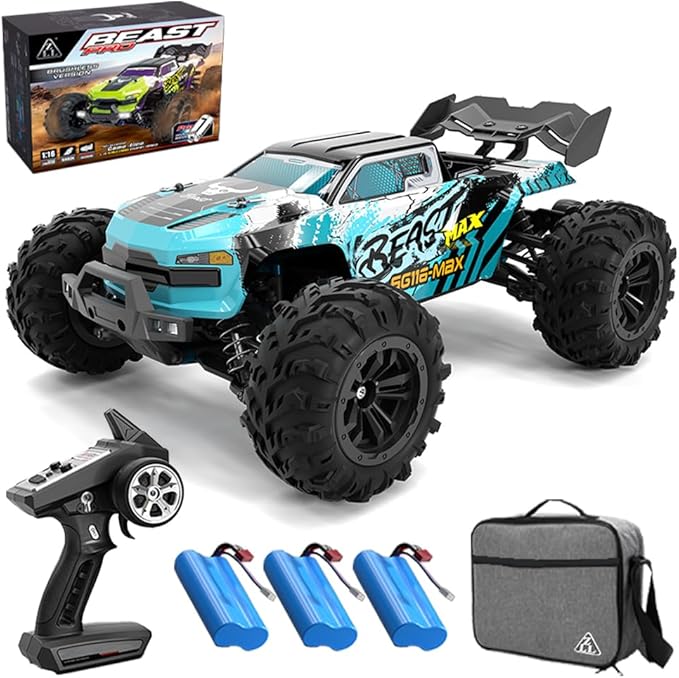 X-Verse SG116 MAX 1/16 Brushless RC Cars for Adults Fast 50 mph RC Trucks 4X4 Offroad Waterproof 4WD High Speed Drift RC Car All Terrain RC Truggy (3 Battery)