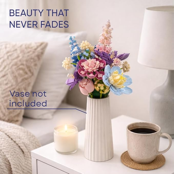Flower Building Set 880 PCS Building Sets for Adults Botanical Flower Kit Building Block Set Flower Bouquet DIY Gift No Vase Included