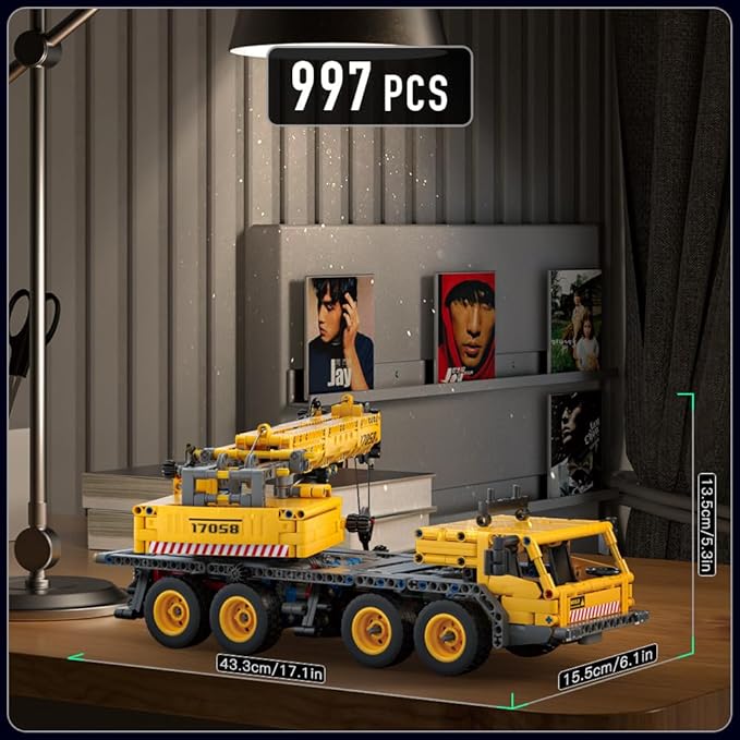 Mould King Heavy Construction Vehicles Mobile Crane Truck Building Toys 17058 Crane Building Set Construction Toys for Adults and Kids 8+(997PCS)