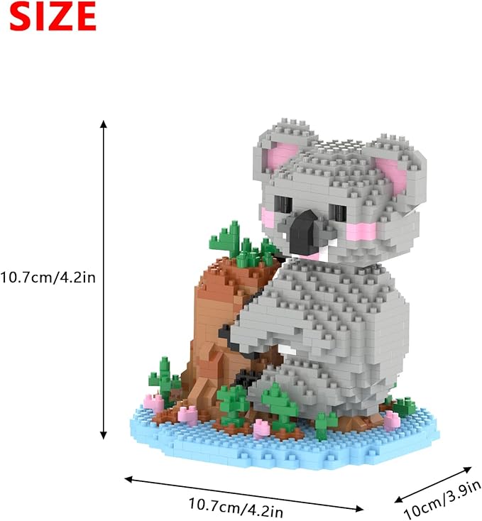 Larcele Animal Series Micro Building Blocks Animal Set DIY Mini 3D Building Toy Bricks1000 Pieces KLJM-07 (Koala)