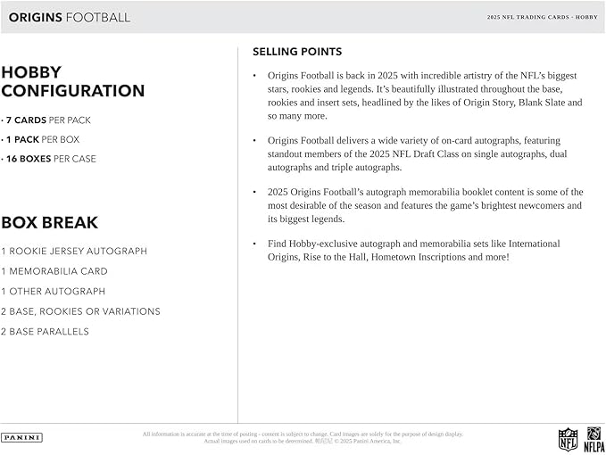 2025 Panini Origins Football Hobby Box