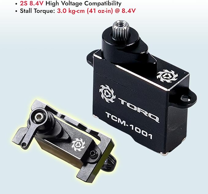Helidirect TORQ Servo Coreless Micro Servo for Losi Micro B Upgrades Mini Z 1/27 1/28 RC Cars Brushed Mini RC Buggy 1/24 Scale Accessories High Torque Precision Scale (TCM-1001 with Car Horn &amp Mou