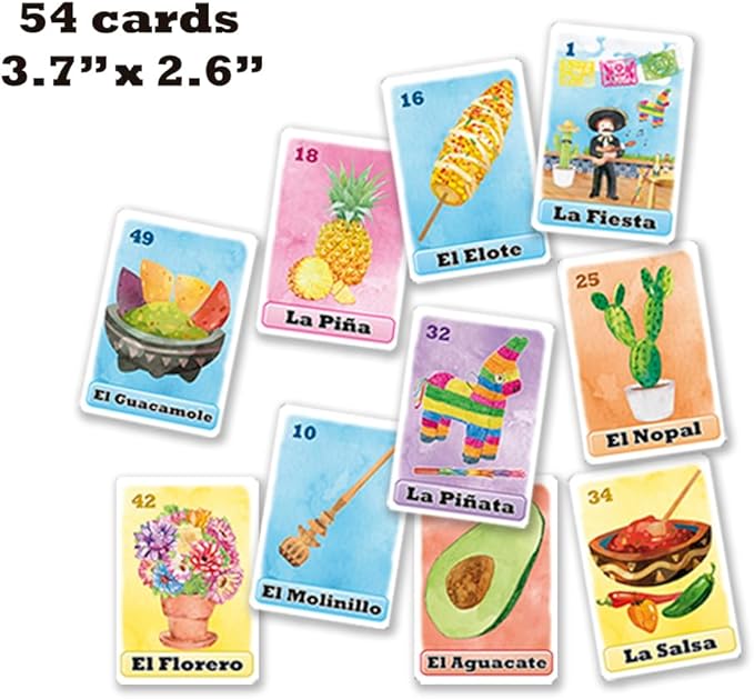 Jumbo Size Mexican Loteria Fiesta Game Set in Spanish for up to 20 Players - 20 Large Size Boards and Full Deck of Cards