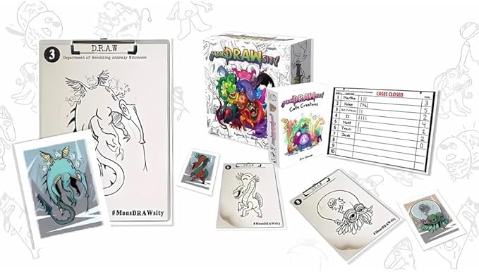 MonsDRAWsity Drawing Party Game Based on Verbal Description Take Turns Describing &amp Drawing a Bizarre Monster - Be The Player Whose Drawing Most Closely Matches 8+ 3-8 Players