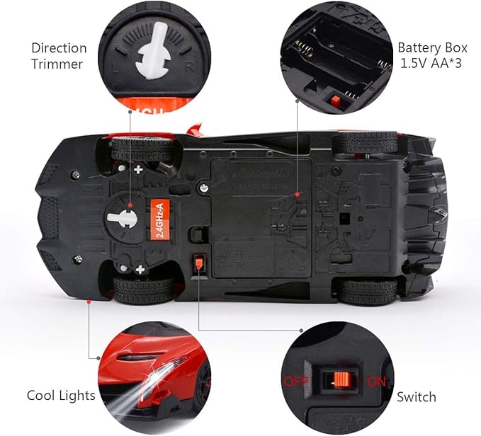 QUN FENG Remote Control RC CAR Racing Cars Compatible with Lamborghini Veneno Officially Licensed 1:24 Toy RC Cars Model Vehicle for Boys 678 Years Oldred