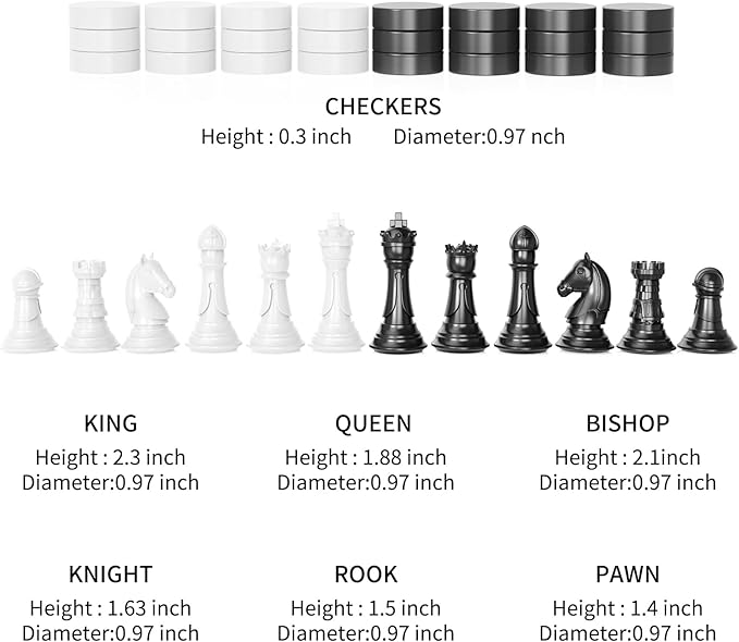 2-in-1 Chess Set and Magnetic Checkers Set - Foldable 13-inch Travel Board Game Durable Plastic Puzzle and Strategy Toys for Kids and Adults