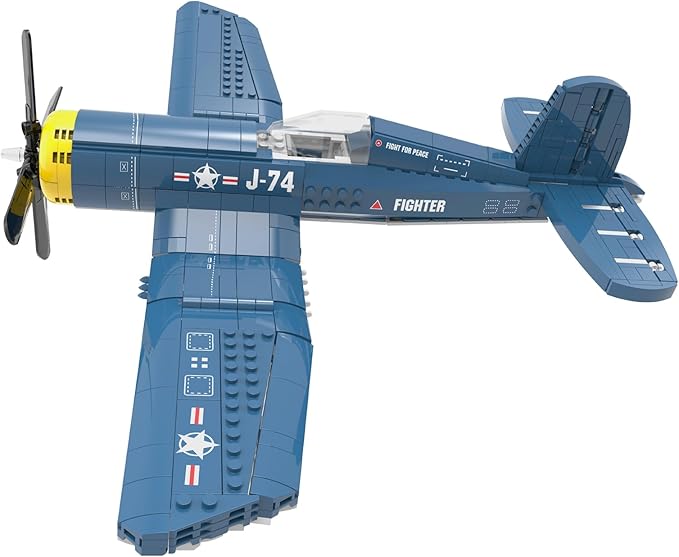 F4U Corsair Fighter Aircraft Building Block Sets - WW2 Military Airplane Building Bricks Toys Navy &amp Marine Corps Warbird Plane Model Kits Birthday Gifts for Boys