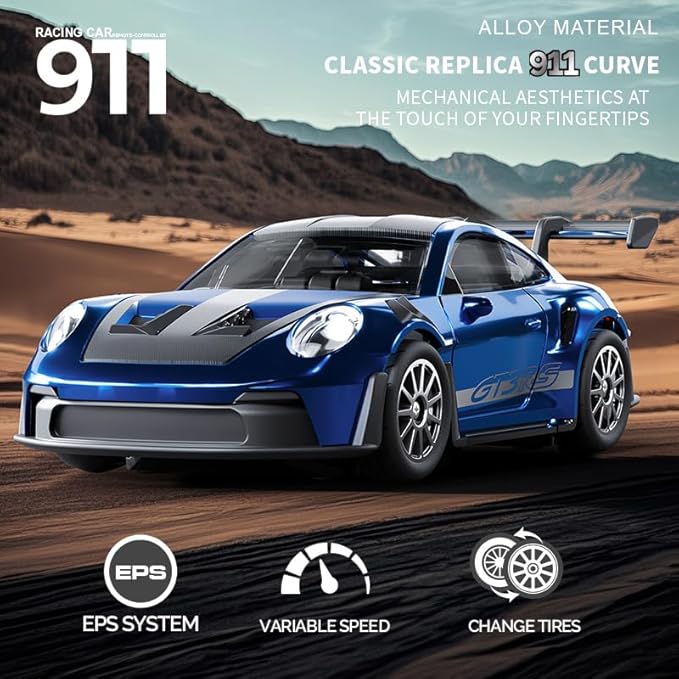 1:43 RC Drift Car 20KM/H with Gyro 2.4G 4WD Full Proportional Alloy Sport Racing Car Adjustable Speed LED Lighting for Teens &amp Adults-D43-02
