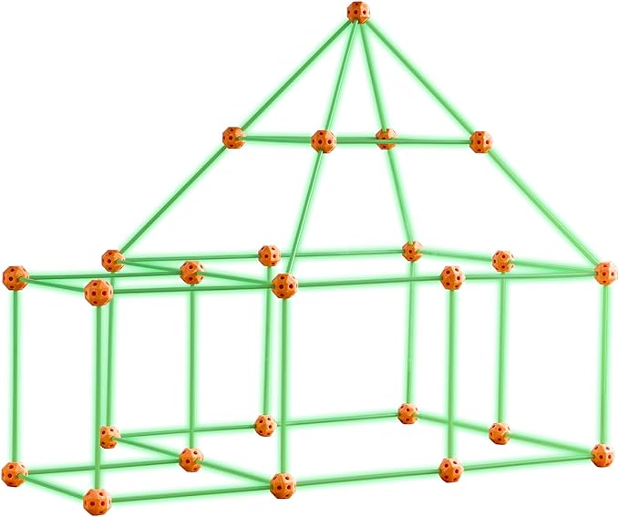 VEVOR Fort Building Kit for Kids 85PCS Glow in The Dark STEM Building Toys Educational Gift for 4 5 6 7 8+ Year Old Boys &amp Girls Indoor Outdoor Play Tent Construction Toys with 55 Rods and 30 B