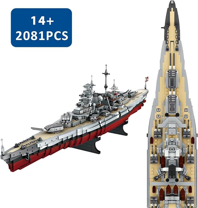 Gonli Bismarck Battleship Building Blocks Set - Germany WW2 Military Building Toys for Adults - Classic Cruiser Model Bricks - Gifts for Adults