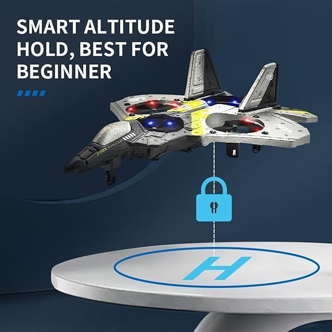 V17 Remote Control Airplane Foam RC Planes for Kids Adults 8-16 RC Fighter Jet Airplane with Light 2 Batteries 360° Flip Fighter Jet Toy Stunt Roll Gifts for Adult Boys (Grey with 2Batteries)
