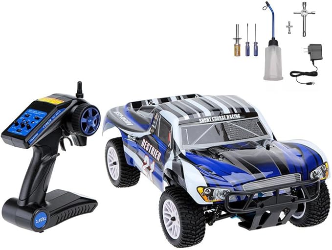 1/10 Nitro RC Truck for Adult Two Speed RC Car Rock Crawler 4WD Remote Control Car Nitro Gas Power Off Road Short Course Truck with Igniter Methanol Fuel RC Climbing Vehicle Buggy