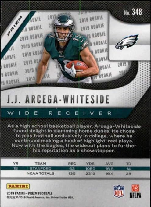 2019 Panini Prizm Prizm Neon Green #348 J.J. Arcega-Whiteside Philadelphia Eagles RC Rookie NFL Football Trading Card