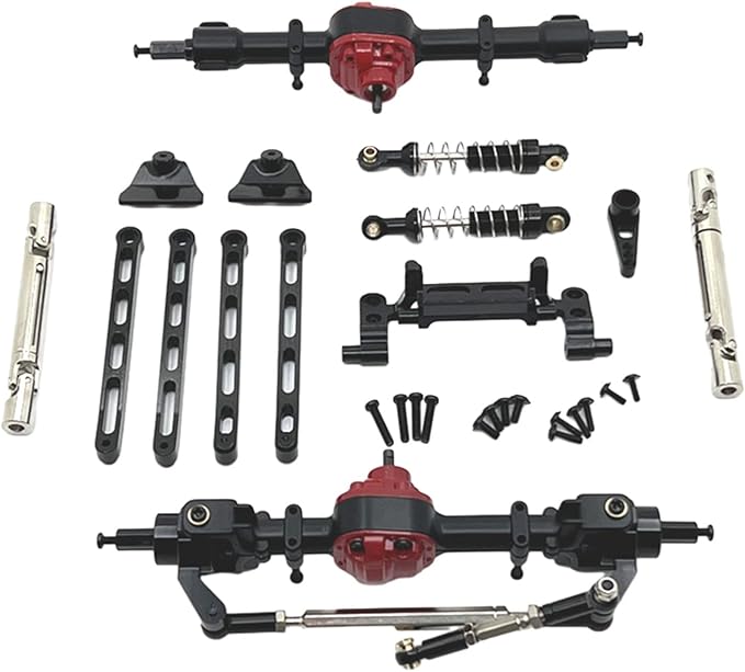 RC Car Upgrade Parts Front and Rear Assembly Kits Metal for MN82 LC79 MN78 1/12 Scale RC Hobby Car Black 15x20x5cm
