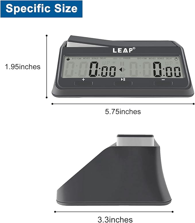 LEAP Chess Clock 9921 Updated Programme Byo-yomi Delay Bonus with Large Screen