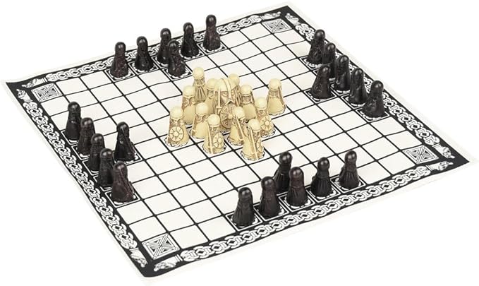 Hnefatafl Board Game - Viking Chess Set - The Masters Edition with Cloth Board and Detailed Resin Pieces - Two Player Strategy Board Game