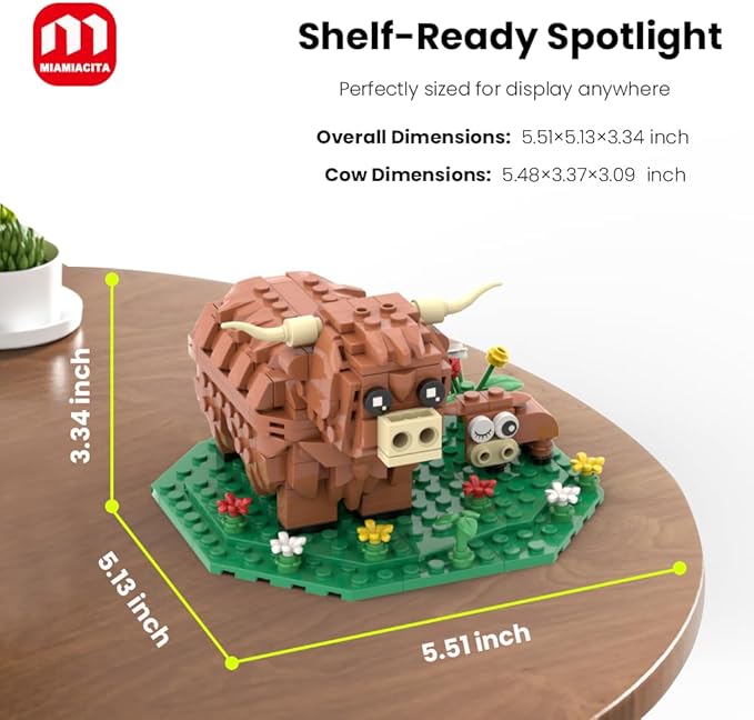 Highland Cow Building Set Farm Animal Toy Brick Kit Creative Scottish Cattle Model for Adults &amp Kids STEM Educational Gift for Boys &amp Girls Age 6+