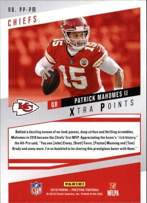 2019 Panini Prestige Prestigious Pros Xtra Points Blue #15 Patrick Mahomes II Kansas City Chiefs NFL Football Trading Card