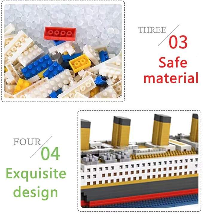 Titanic Ship Model Building Block Set 3D Puzzle Sets DIY Educational ToysMini Bricks Toy Micro Blocks Ideal Gift for Kids &amp Adults 1860PCS