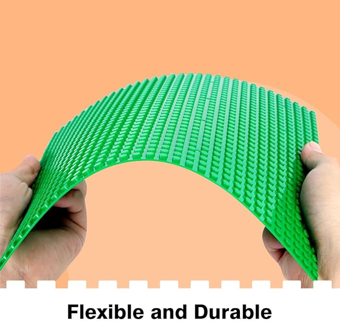 8 Pack Peel-and-Stick Building Baseplates 10”x10” Classic Self-Adhesive Boards - 100% Compatible with All Major Brands Sturdy Stacking Play Table Top Green/Grey/Blue/White