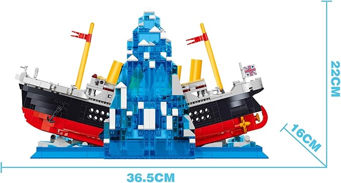 Titanic Building Set Ship Book Nook Kit 2 in 1 Compatible with Regular Size Bricks Cruise Boat Model with Glacier Bookends Construction Kit Toy Gift Home Decor for Adult 14+ 1202 pcs