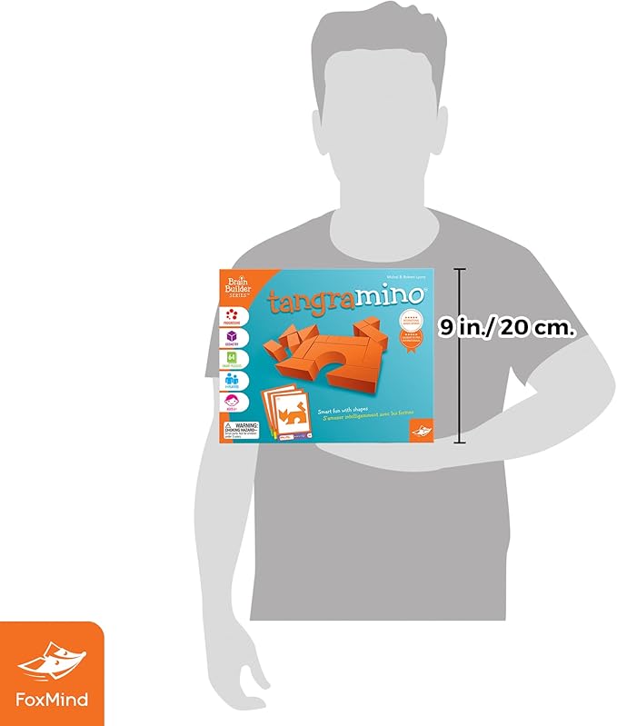 FoxMind Games: Tangramino Spatial Logic and Visualization Game Smart Fun with Shapes 64 Smart Puzzles to Work Through 6 Levels of Complexity Develops STEM Skills 1+ Players for Ages 6 and up