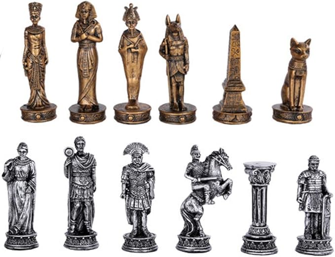Pacific Giftware Romans Vs Egyptians Chess Set with Glass Board Set