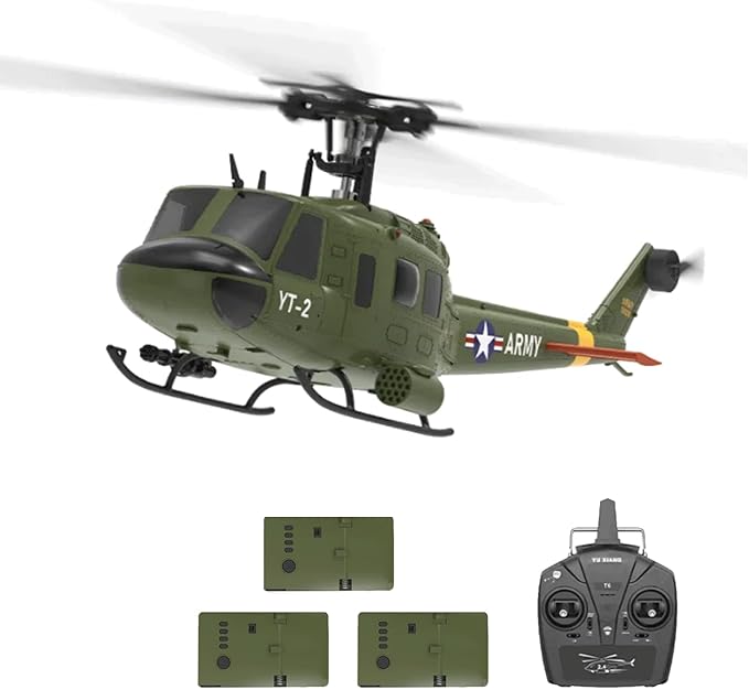 YU Xiang F07 Bell UH-1 Huey RC Helicopter for Adults 1/34 2.4G 6CH Brushless Direct-Drive 3D/6G Flybarless Advanced RTF RC Helicopter with Optical Flow Positioning - 3PCS Battery