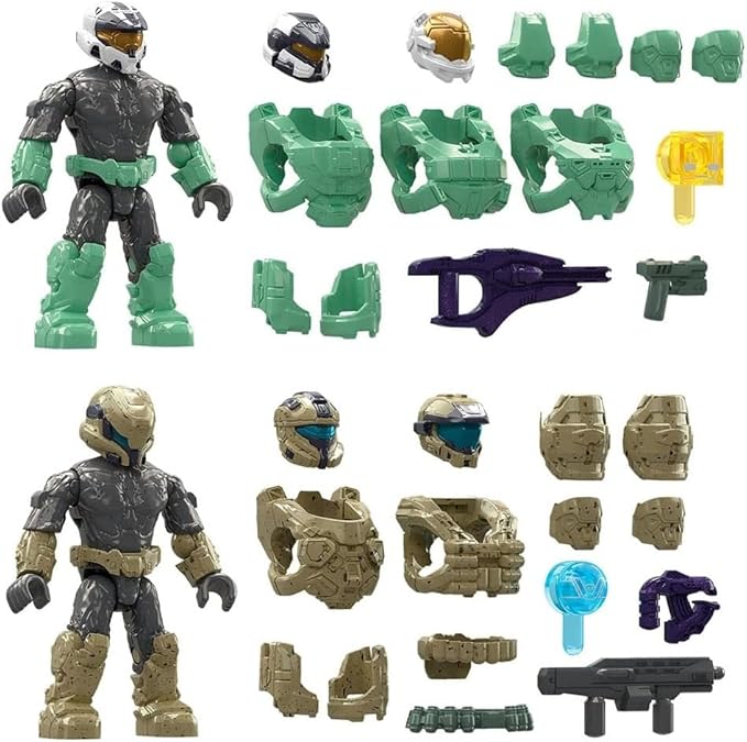 MEGA Halo Infinite Toy Building Sets Spartan Mission Pack Collection with 2 Poseable Micro Action Figures Accessories and Display Stand