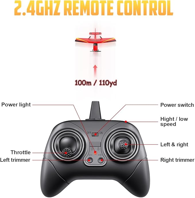 HAWK'S WORK 2 CH RC Airplane RC Plane Ready to Fly 2.4GHz Remote Control Airplane Easy to Fly RC Glider for Kids &amp Beginners (Red)