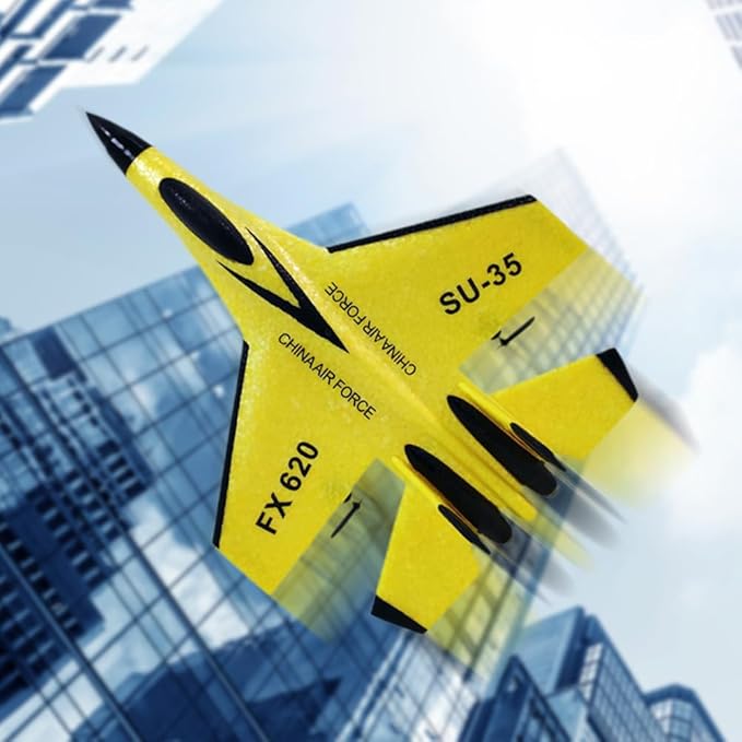 2026 New Remote Control Airplane Gravity Glider Foam RC Fighter 360° Remote Control Glider Airplanes with Lights Airplane Model (Yellow)