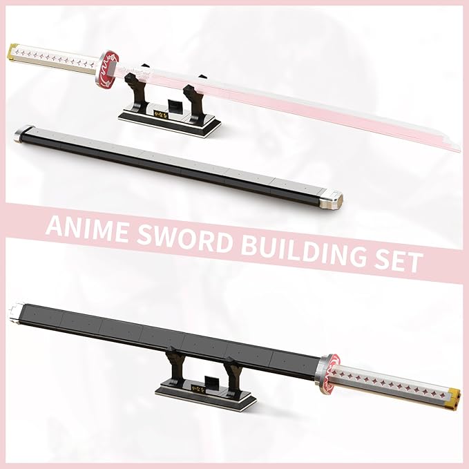39inch Demon Sword Building Sets Tsuyuri Kanao Swords Set with Scabbard and Stand Demon Katana Building Blocks Anime Sword Sets for Adults and Anime Fans (706PCS)