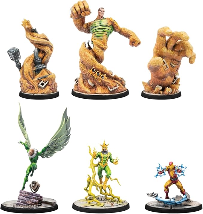 Marvel: Crisis Protocol Electro &amp Sandman &amp Shocker &amp Vulture CHARACTER PACK - Sinister Villains Unleashed! Tabletop Superhero Game Ages 14+ 2 Players 90 Min Playtime Made by Atomic Ma