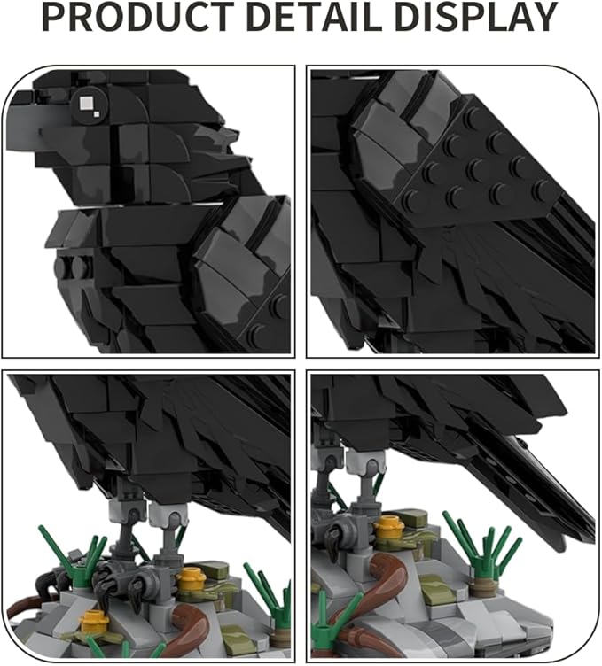 Raven Bird Animal Building Set Mechanical MOC Bird Bricks Animal Collection for Adults Home Office Art Decor Creative Gifts Designed by SKABRAM- 357 Pieces