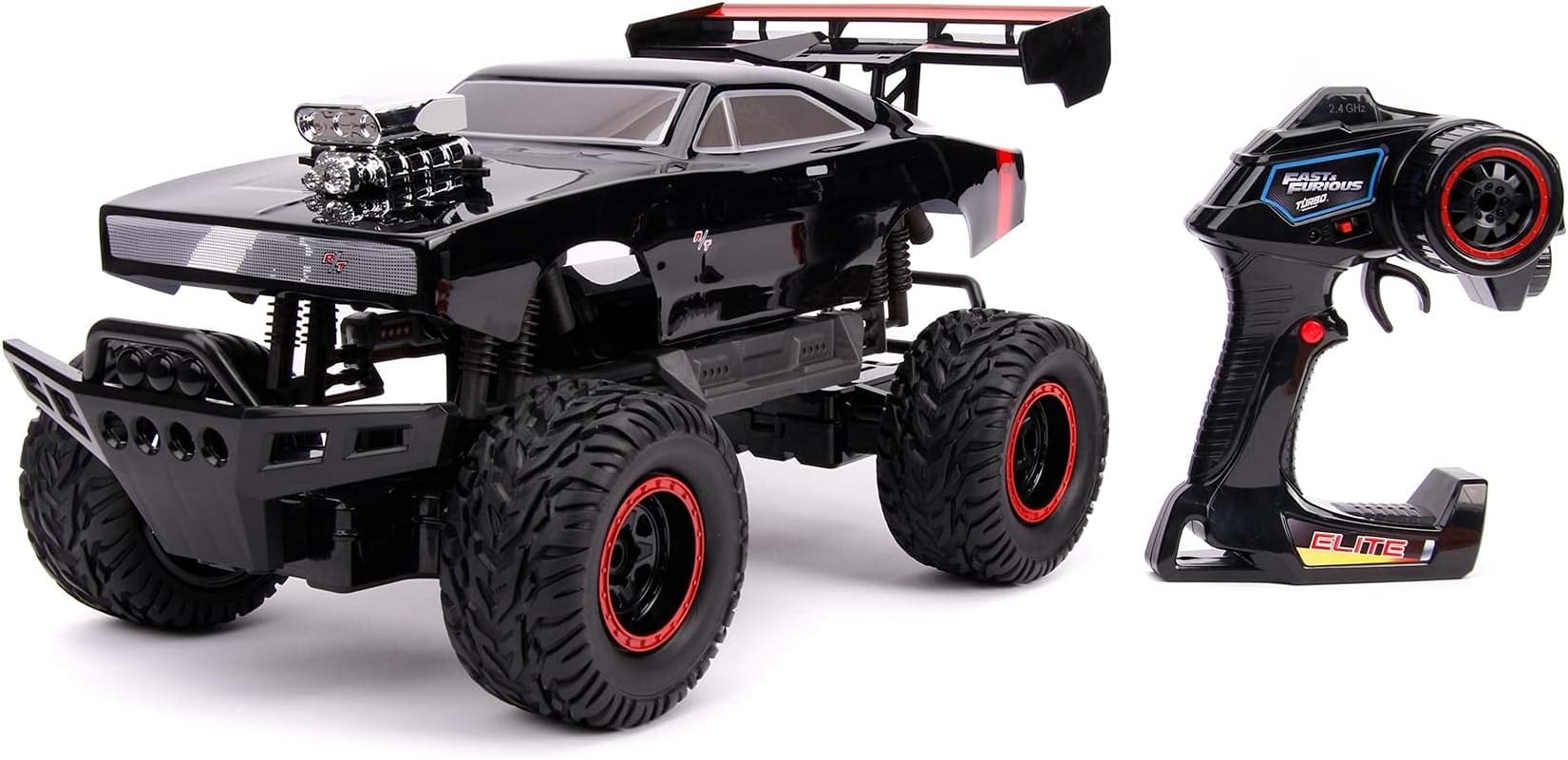 Jada Fast &amp Furious 1:12 4x4 Dom's Dodge Charger Elite RC Remote Control Car 2.4 Ghz Toys for Kids and Adults