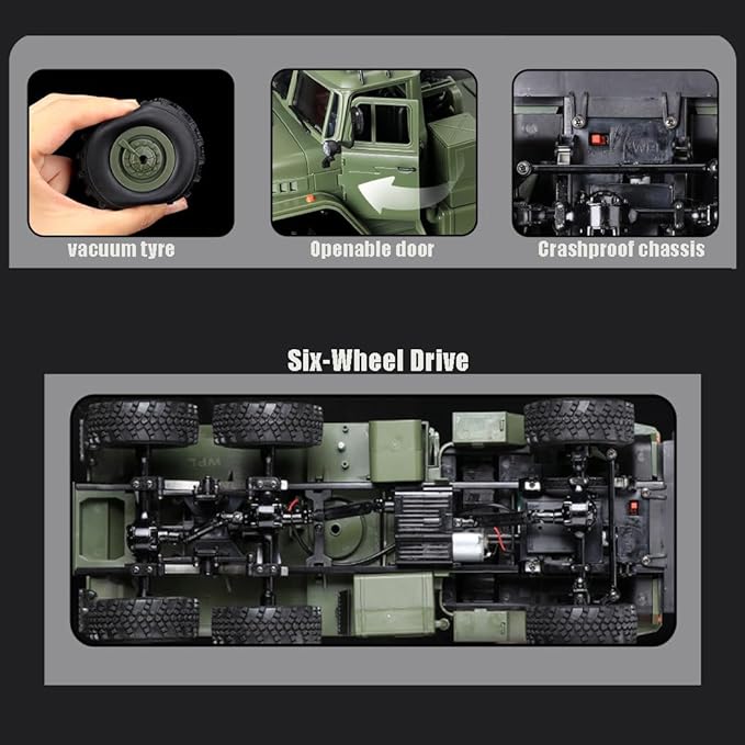 RC Semi Truck 2.4Ghz 6WD Remote Control Army Truck Trailer 41.3 Inch Large Size RC Car Toy 1/16 Scale Tractor Remote Control Electric Transport Vehicle Toy car for boy Gifts