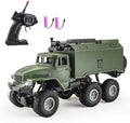 GoolRC RC Military Truck 1:16 Scale 6WD Remote Control Car Off-Road RC Truck with LED Light and 2 Batteries All Terrain Army Transport Vehicle for Adults