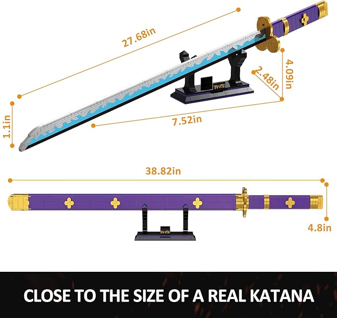 Cosplay Anime Swords Building SetAnime Yamato Sword Building Block with Scabbard and Stand Model Kits ToyCreative Gifts for Adults and Kids 8+ (936PCS)