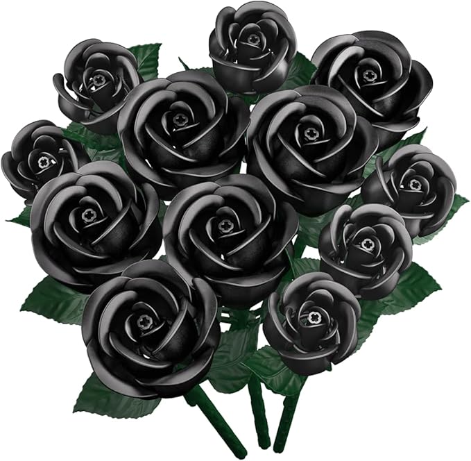 Black Rose Bouquet Building SetCompatible with Lego FlowersArtificial Flowers Botanical Collection Blocks Kit DIY Fake Roses for Adults Women Mother's Day Girlfriend Gifts Home Decor-408pcs