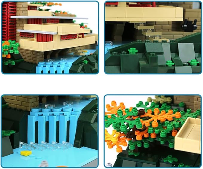 1221Pcs Fallingwater Pennsylvania Building Set World Landmark Architecture Model Collectible Toy for Kids and Adults