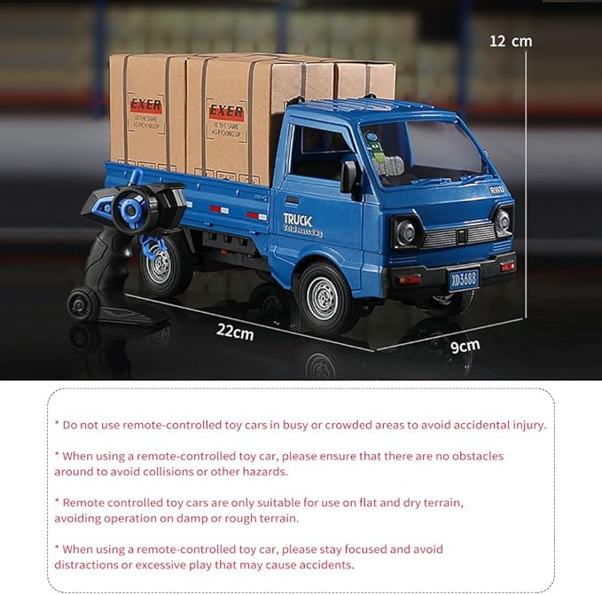 GoolRC Remote Control Car Kei Truck 1:16 Scale RC Transport Pickup Truck with Spray and Light 2.4GHz All Terrain RC Cars for Teens and Adults Christmas or Birthday Gift (Green)