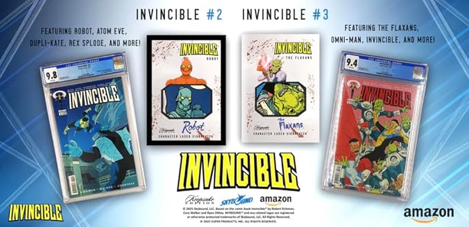 2025 Invincible Season 1 Keepsake Premiere Hobby Box: 16 Packs Per Box Two Guaranteed Relics Chase Rare Autos and Patches
