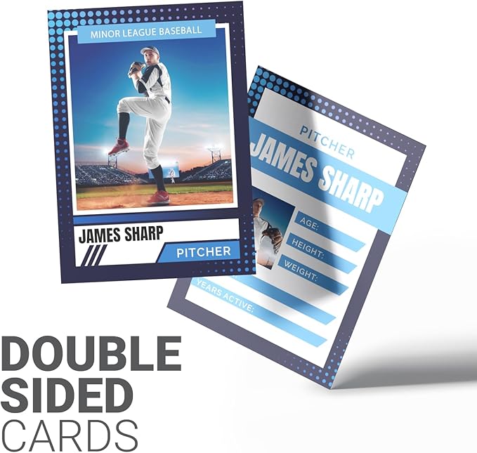 GotPrint Custom Collectors Cards | Add Your Photo Name Stats or Text | Personalized Design | Sports Teams | Baseball | Gaming | Gifts for Kids and Family Rounded Rectangle 2.5” x 3.5” 500 Qty
