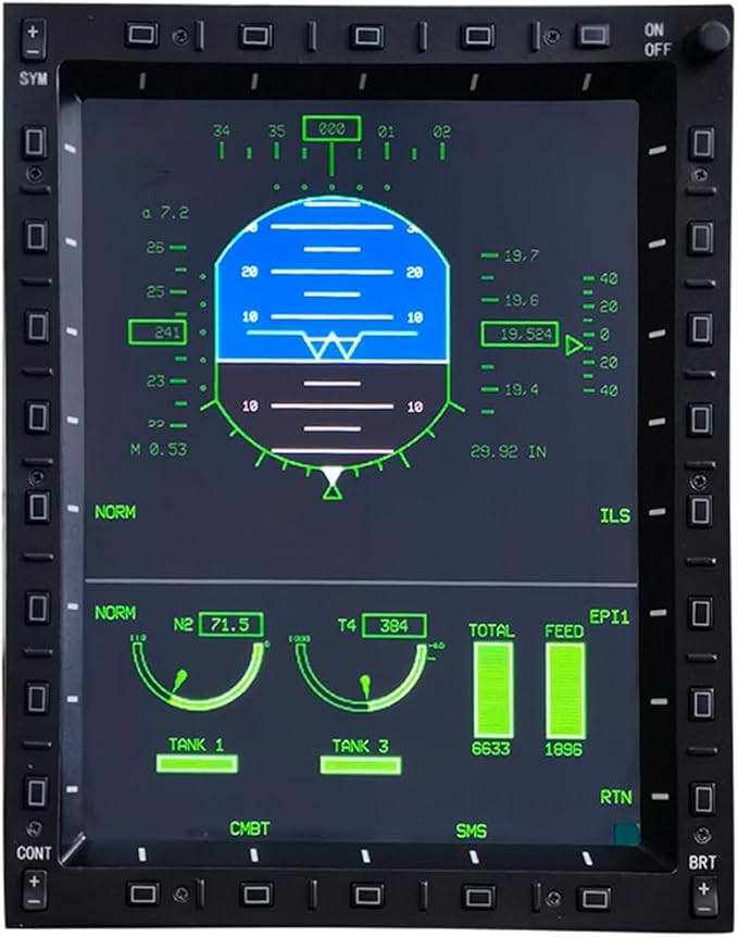 10.4-Inch Military-Grade LCD MFCD Display - Full-Size Multi-Function Color Panel for PC Flight Simulators Game Compatible with JF-17 F/A-18 F16 in DC-S