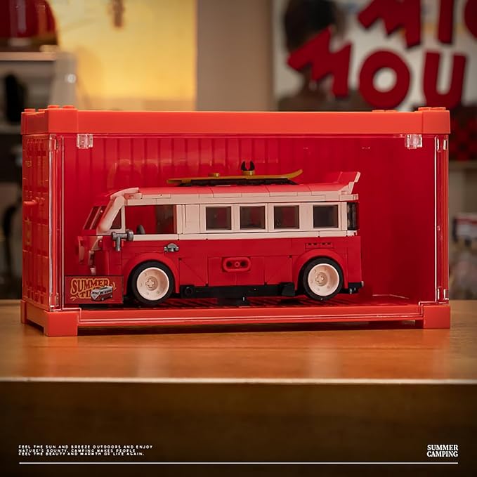 dOMOb VW Transporter Camper Car Building Blocks Kit – 407 pcs Building Blocks Set w/Container Display Box – Modular Scale 1:32 Model – Bricks Toy for Kids &amp Adults 8+ – for Boys Hobbyist Collect